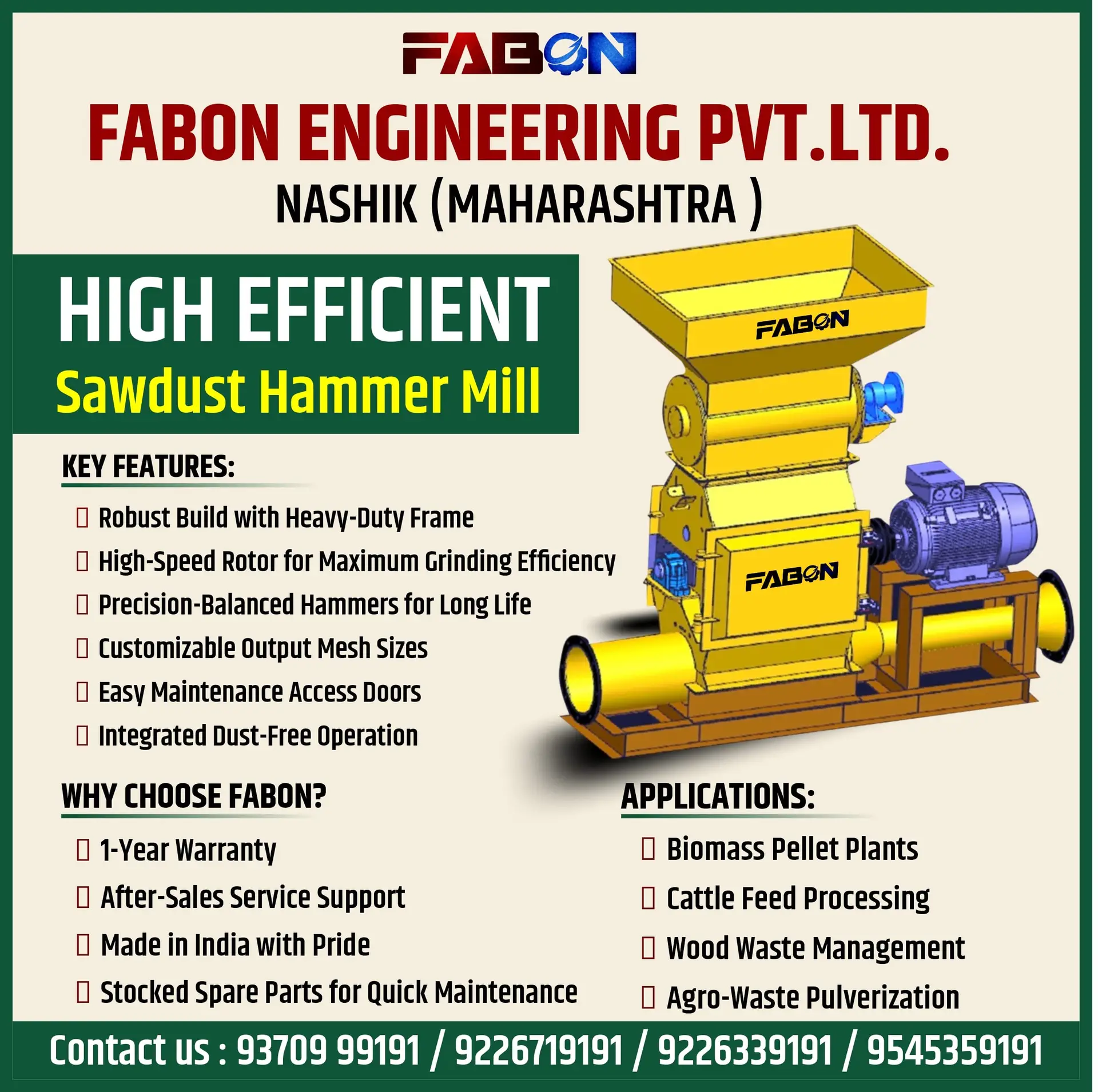 Sawdust Making Machine by Fabon Engineering Pvt. Ltd., Nashik: Turning Wood Waste into High-Value Biomass
