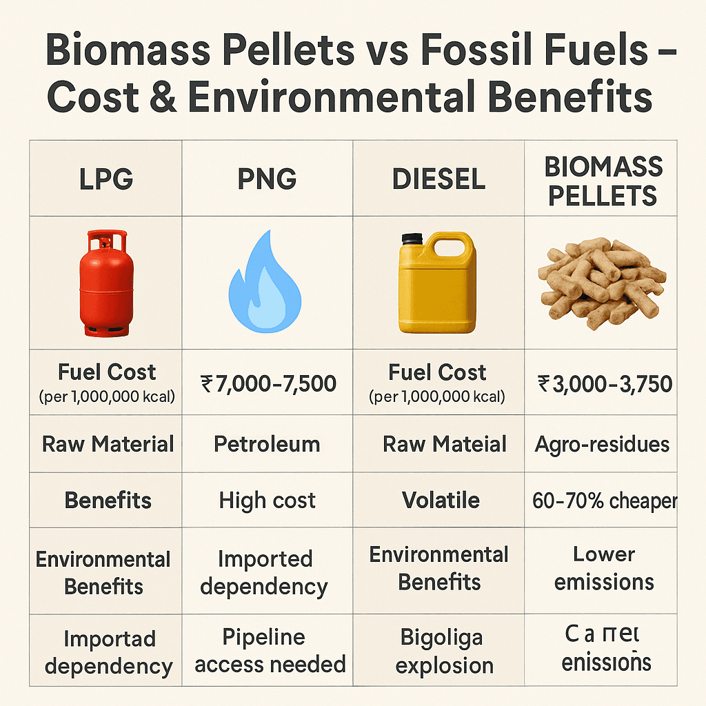 Biomass Pellets vs LPG PNG Diesel