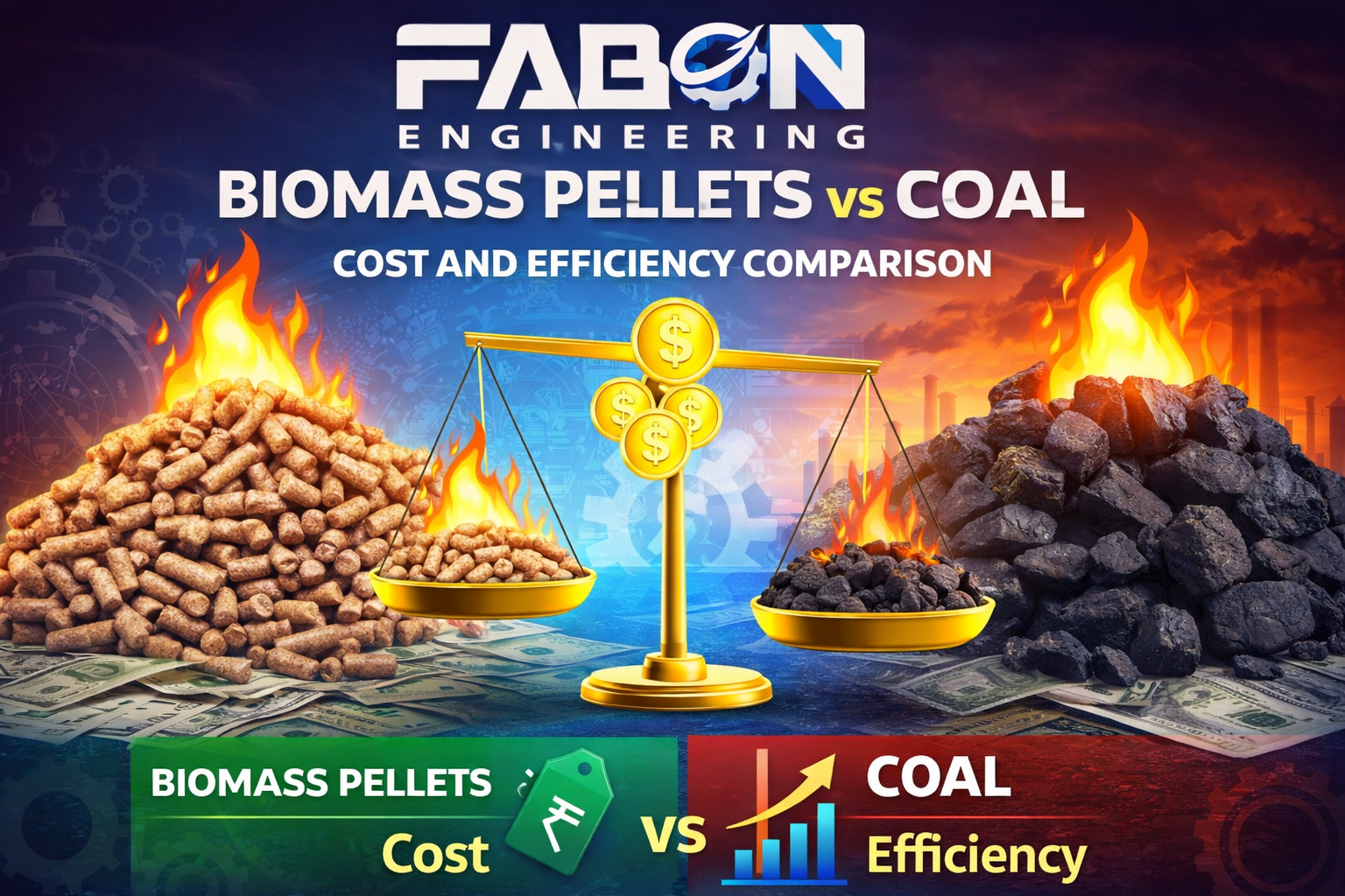 Biomass Pellets vs Coal – Cost and Efficiency Comparison (Complete Technical Guide for Industrial Buyers)
