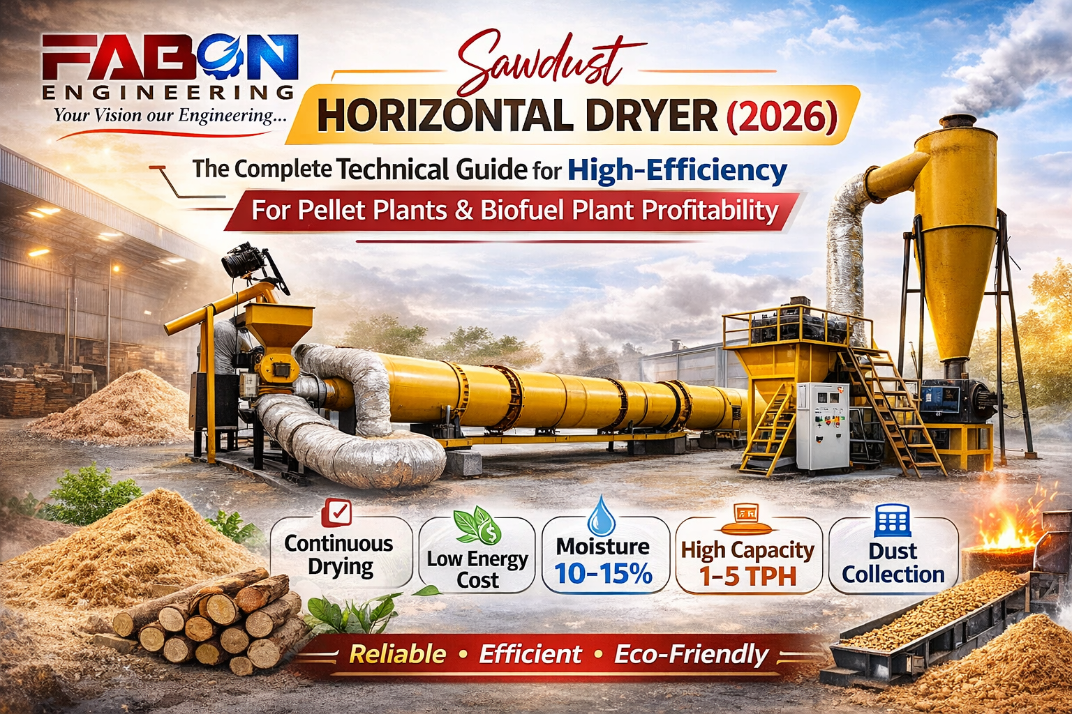 Sawdust Horizontal Dryer (2026): The Complete Technical Guide for High-Efficiency Biomass Drying & Pellet Plant Profitability