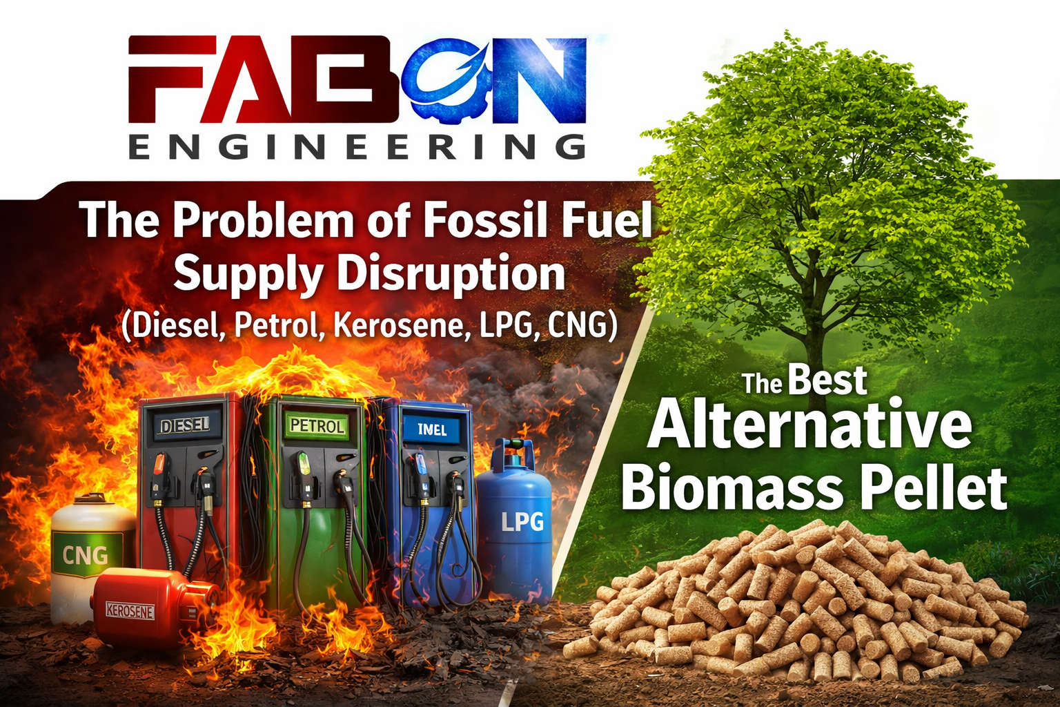 The Problem of Fossile fuel (Diesel, Petrol, Kerosene, LPG, CNG) Supply Disruption, The Best Alternative Biomass pellet
