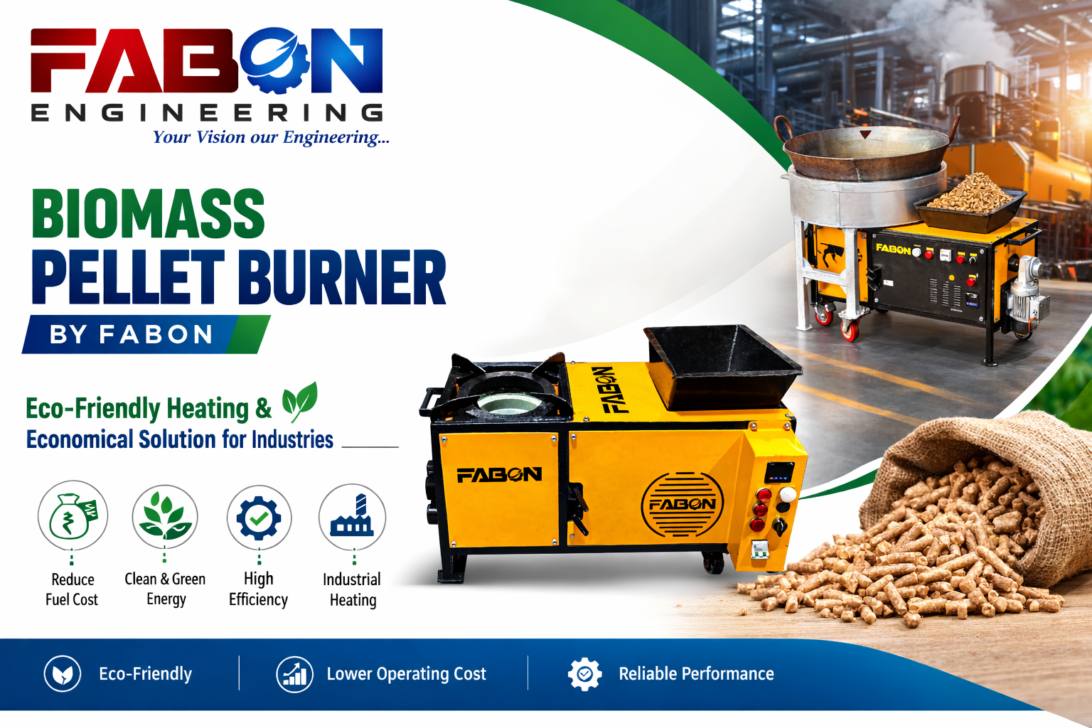 Biomass Pellet Burner by FABON – Eco-Friendly Heating & Economical Solution for Industries
