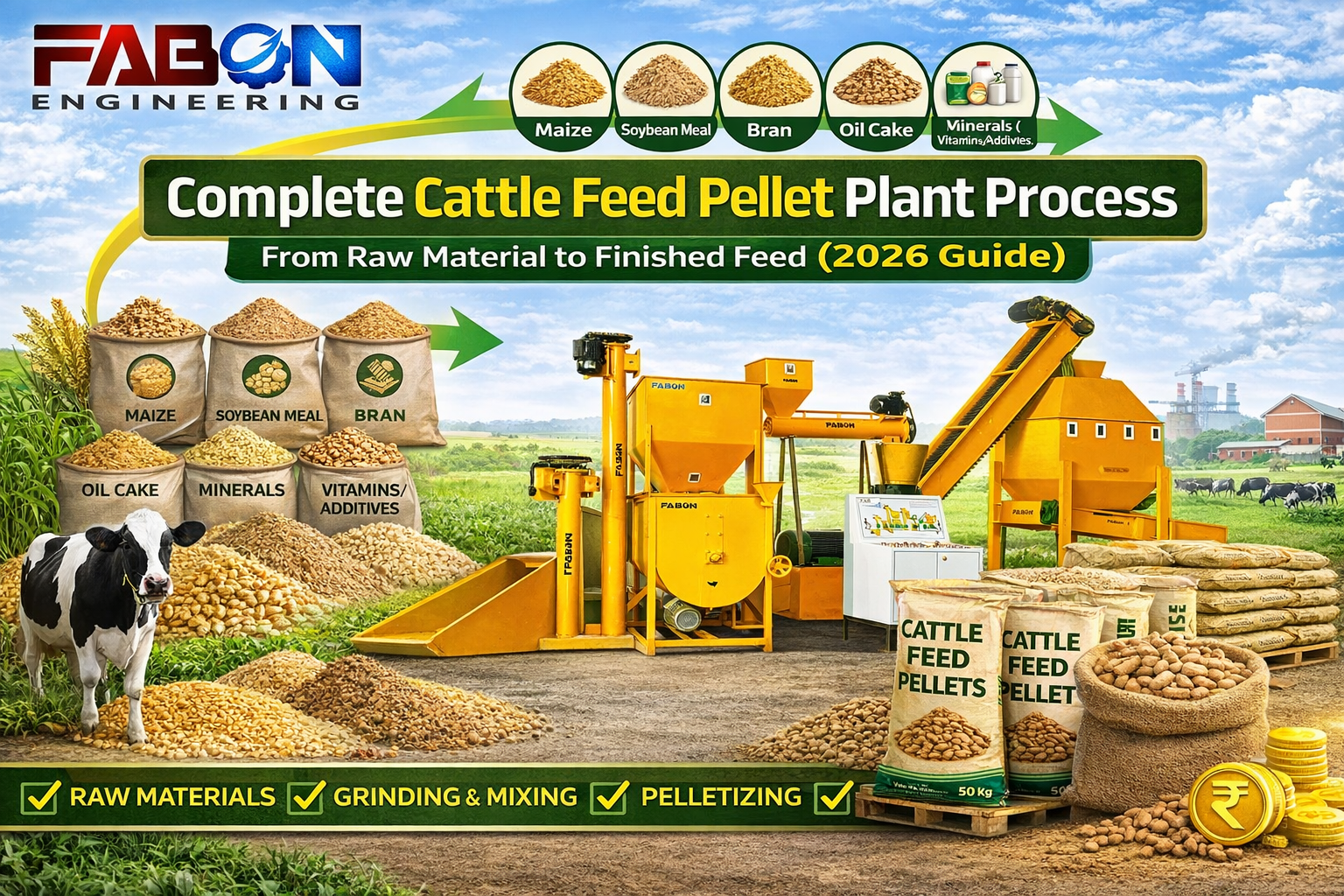 Complete Cattle Feed Pellet Plant Process – From Raw Material to Finished Feed (2026 Guide)