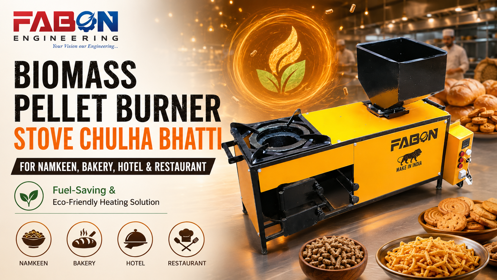 Biomass Pellet Burner Stove Chulha Bhatti for Namkeen, Bakery, Hotel & Restaurant